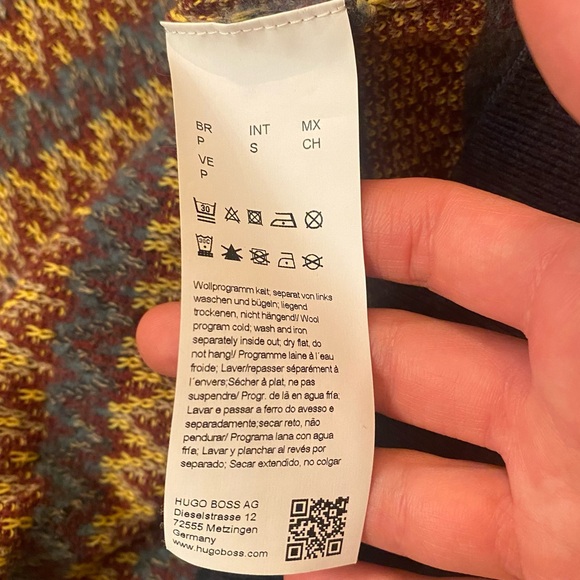 Hugo Boss Multicolor Crew Neck Sweater Size S Wool Blend Alpaca Cotton Fall - Picture 9 of 11